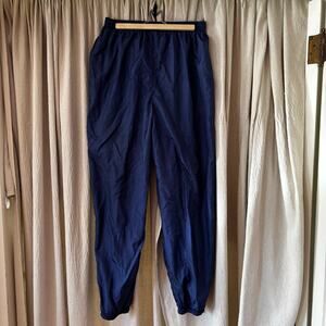 Vintage 90s Vizor Navy‎ Blue Nylon Track Pants L/XL Lined Elastic Waist